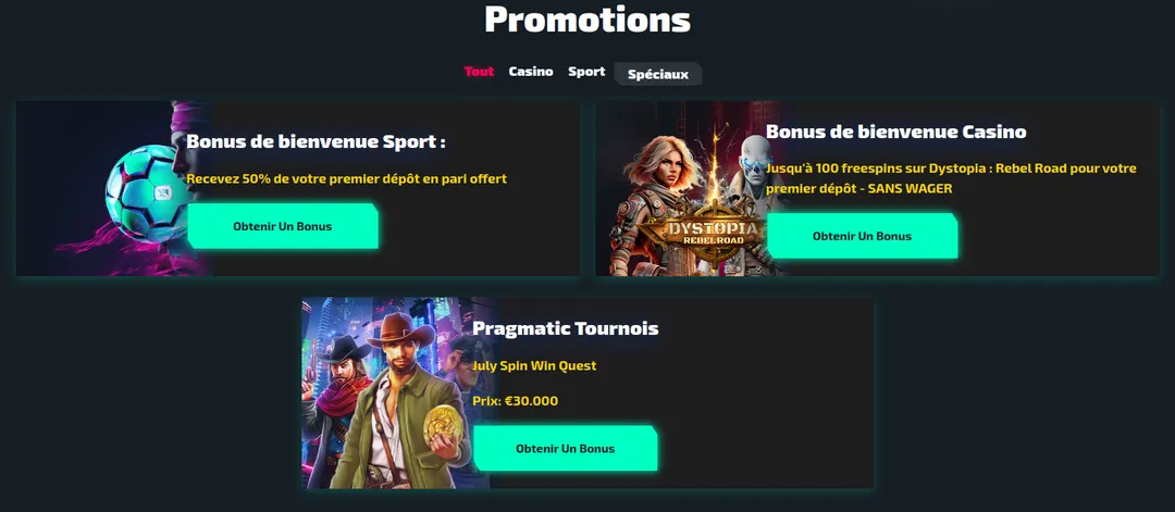 Casinozer Offres et promotions