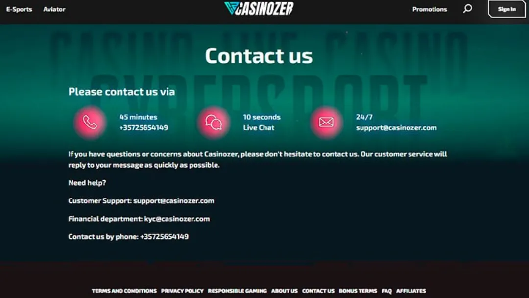 Casinozer Contactez