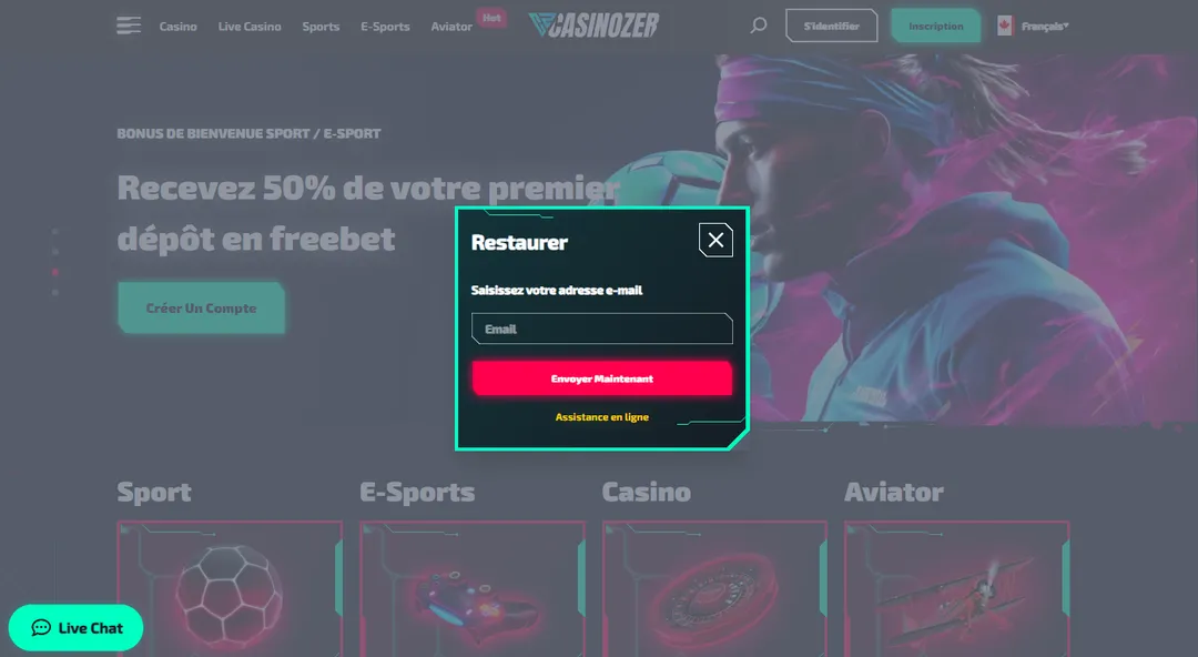 Casinozer Récupération de compte